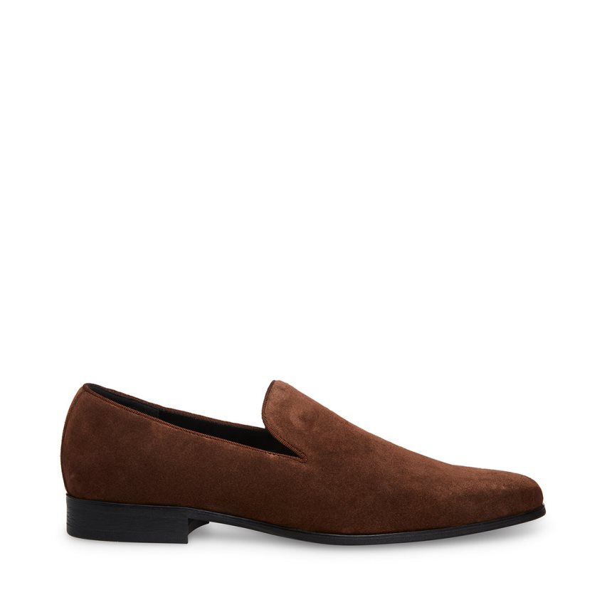 Dark Brown Steve Madden Parigi Suede Men\'s Loafers | PH 6538FVX